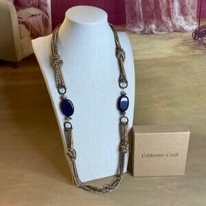 0105 NWT Y2K Coldwater Creek Knotted Chain and Natural Purple Stone Necklace